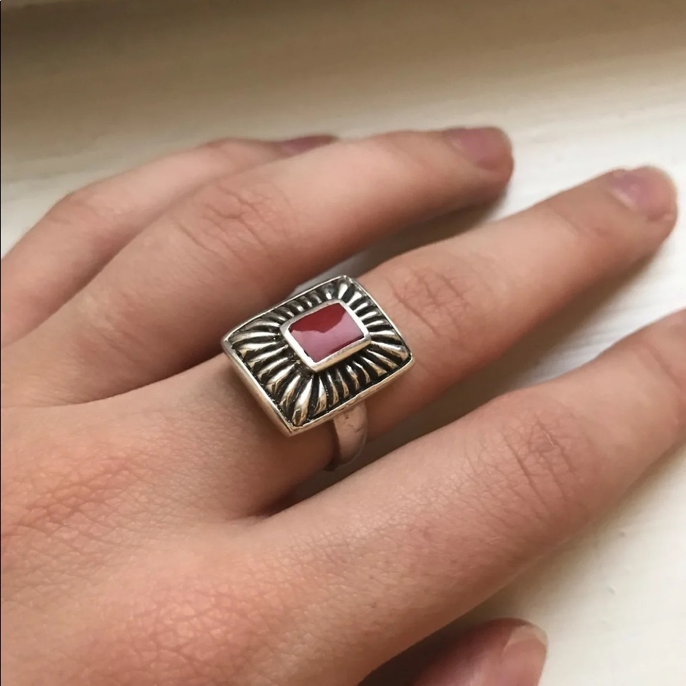 Vintage Square Silver Ring Sz 8